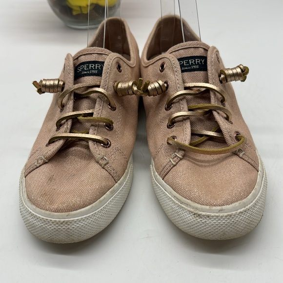 Sperry Pink Gold Sneakers with leather laces Size 8 SNK6869H - Picture 2 of 7